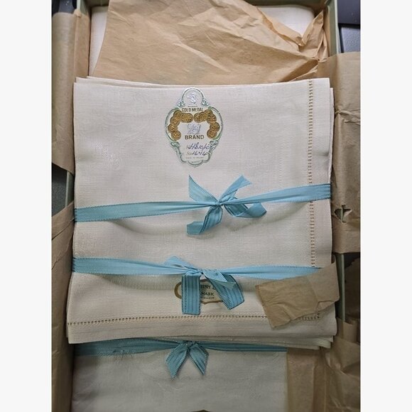 Vintage Liddell Linen No.10 Ireland Damask Tablecloth 62x82 & 8 Napkins NEW - Picture 2 of 16